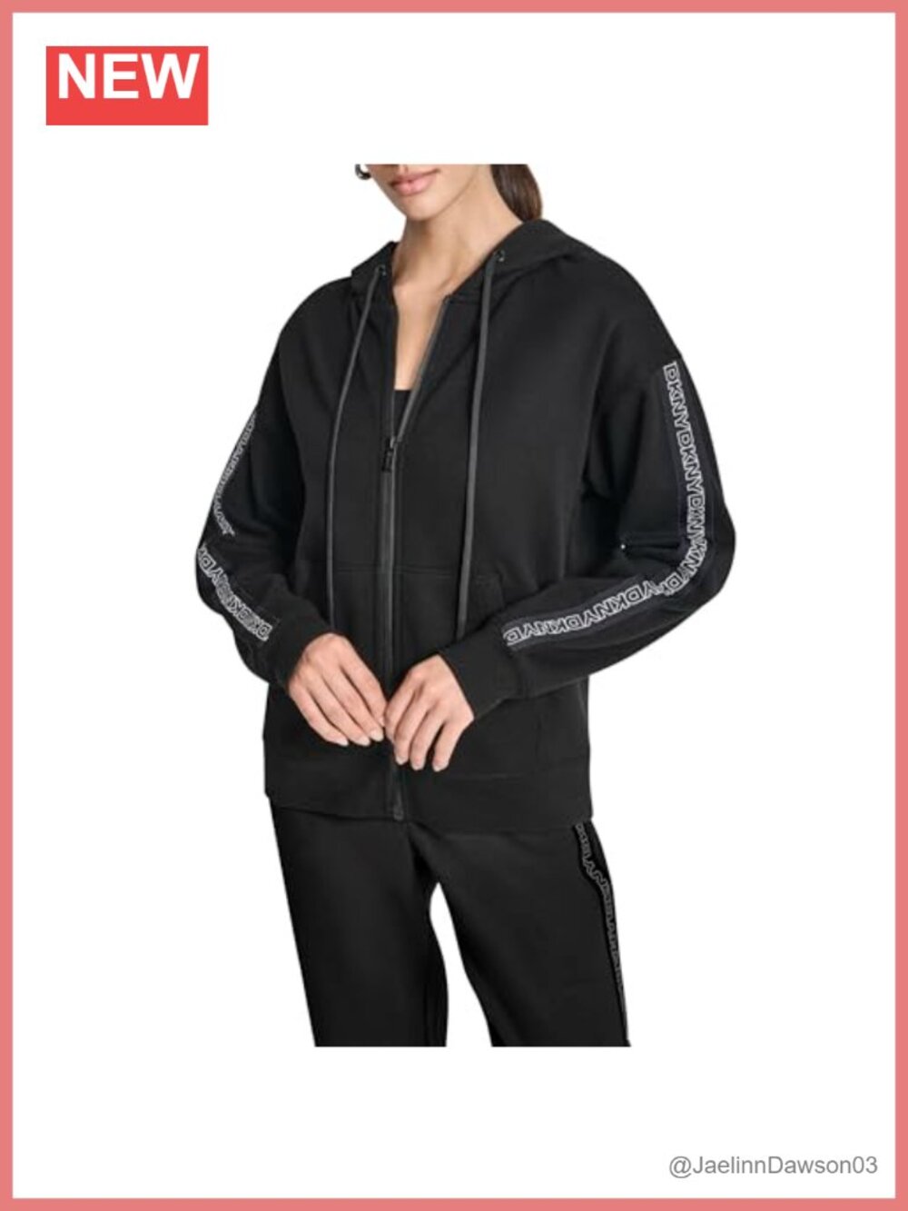 Long Sleeve Logo Tape Full Zip Hoodie Sweatshirt